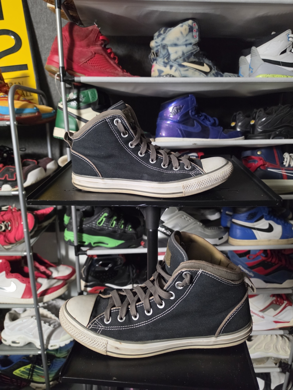 🔥 Converse Black High Top Sneakers Men Size 9 Tan Accents - Picture 2 of 11